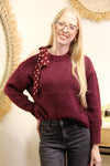 Pull Noémie – Épaule Nouée Bordeaux à Pois