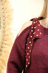 Pull Noémie – Épaule Nouée Bordeaux à Pois