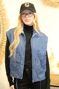 Celia – Gilet Matelassé Denim