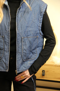 Celia – Gilet Matelassé Denim