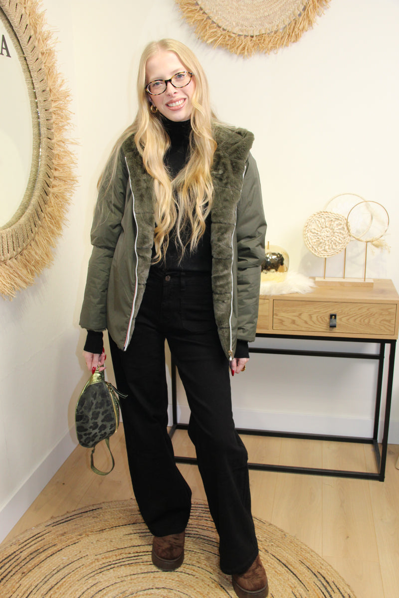 Veste Jade Réversible – Kaki Doublée Molleton