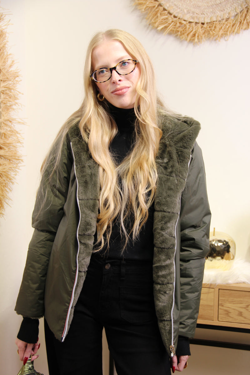 Veste Jade Réversible – Kaki Doublée Molleton