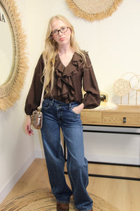 Blouse Ava – Volants Chocolat