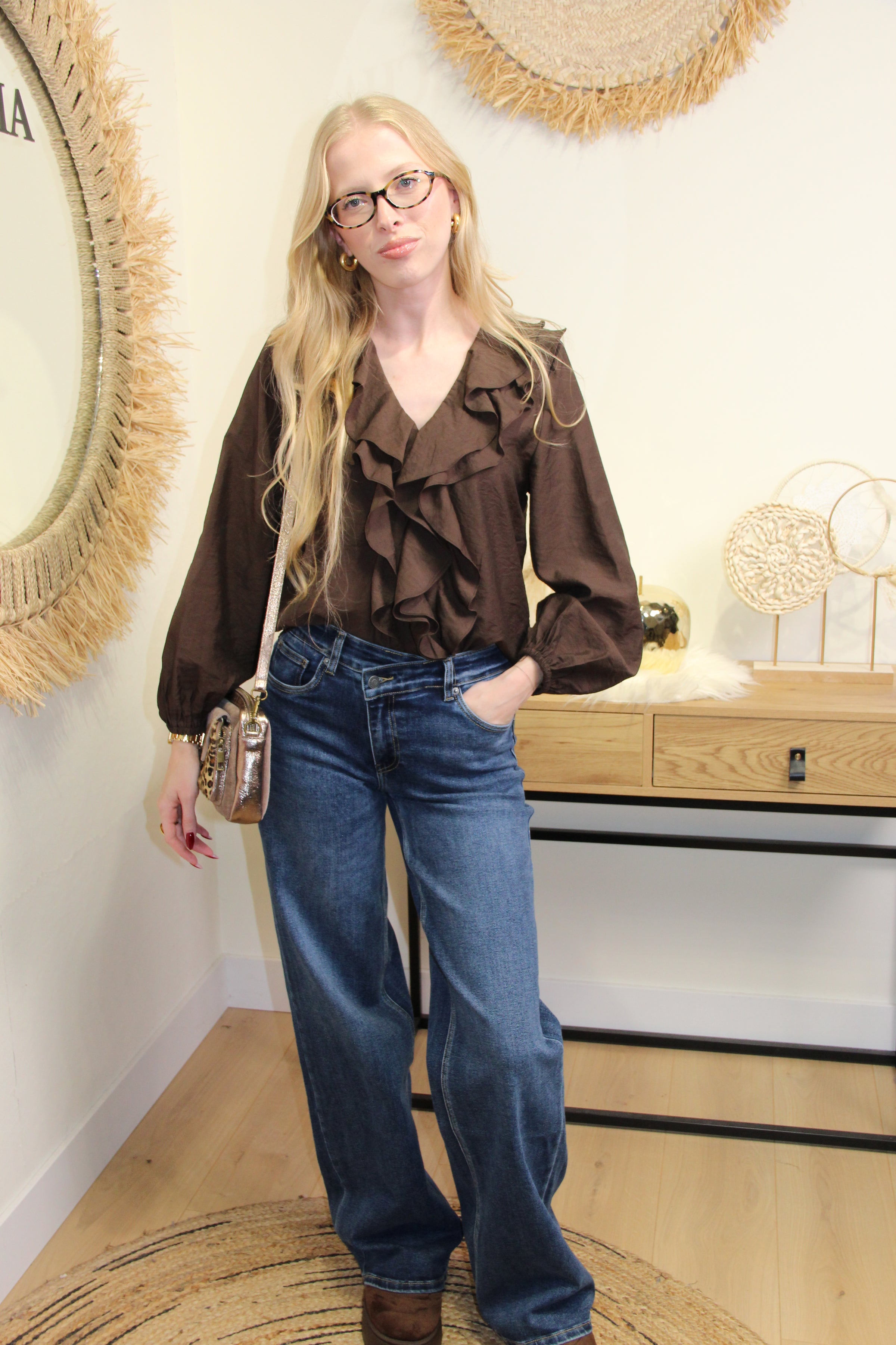 Blouse Ava – Volants Chocolat