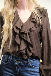 Blouse Ava – Volants Chocolat