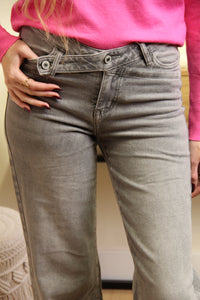 Jean Bella Gris – Coupe Droite Taille Haute