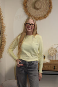 Pull Livia – Jaune Pastel Boutonné