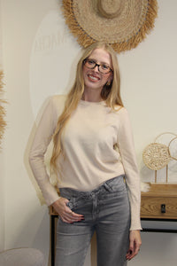 Pull Livia – Beige Sable Boutonné